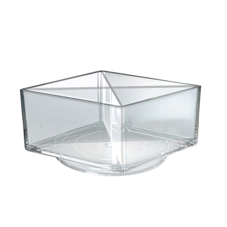 AZAR DISPLAYS Clear Square 4 Compartment Spinning Desk Organizer 8"W x 8"D x 4"H, PK2 556359